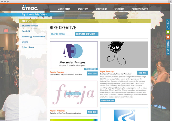 DMAC hire creative page