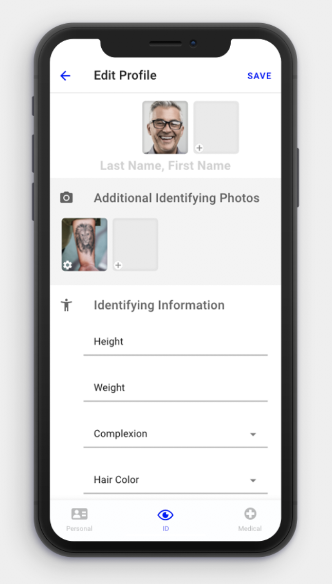 ERinfo mobile app prototype